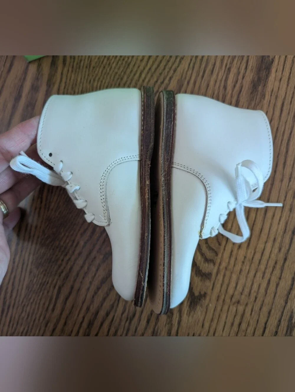 NIB Vintage Young Set White Leather Baby High Top Walkers Size 6.5 D Deadstock